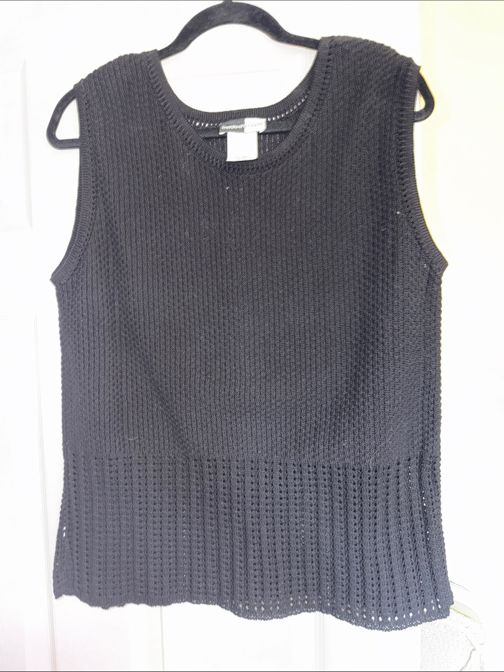Women's Black Knit Sleeveless Tank Top by Beldoch Popper